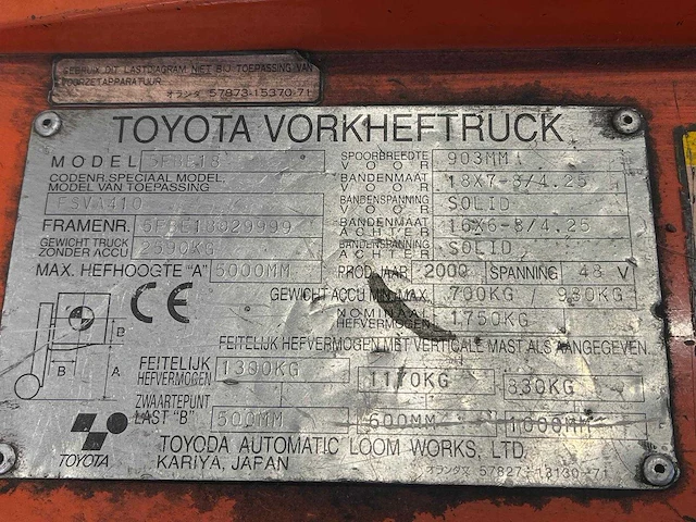 Toyota - 2000 - 5fbe18 - vorkheftruck - afbeelding 7 van  25