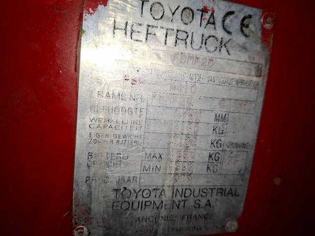 Toyota - 2000 - fmbf25 - vorkheftruck - afbeelding 6 van  18