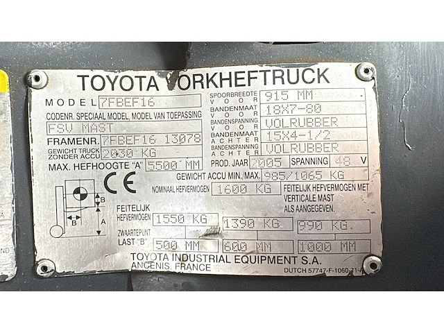 Toyota - 2005 - 7fbef16 - vorkheftruck - afbeelding 7 van  8