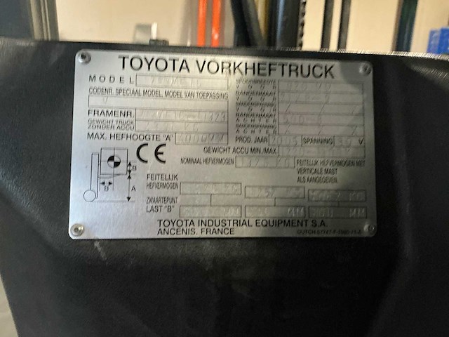 Toyota - 2005 - 7fbmf 16 - vorkheftruck - afbeelding 7 van  9