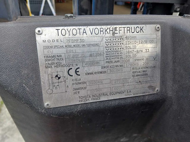 Toyota - 2008 - 7fbmf30 - vorkheftruck - afbeelding 10 van  11