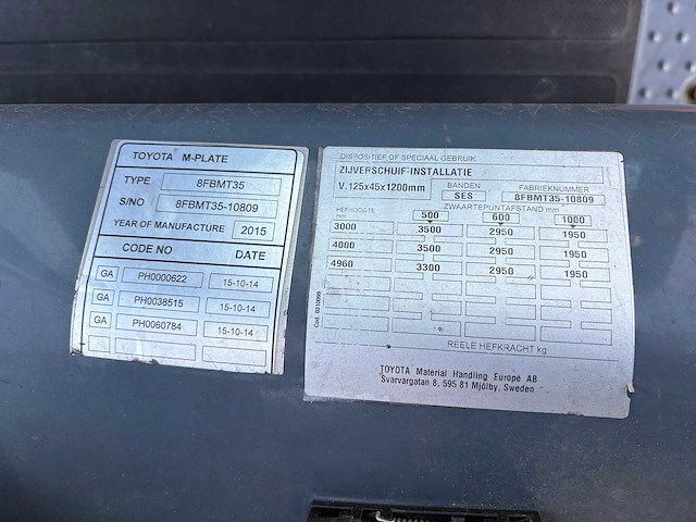 Toyota - 2015 - 8fbmt35 - vorkheftruck - afbeelding 7 van  20