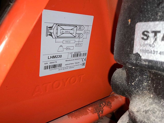 Toyota - 2020 - lhm230 - hand hydraulische palletwagen - afbeelding 4 van  4