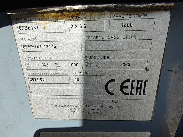 Toyota - 2021 - triago 48/20 - vorkheftruck - afbeelding 9 van  32