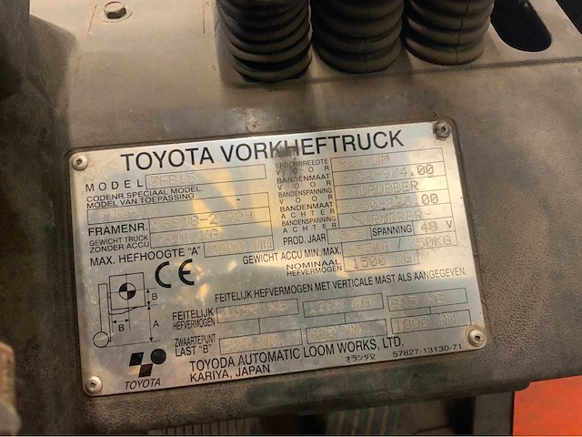 Toyota - 7fb15 - 3m duplex, free-lift, side-shift - vorkheftruck - afbeelding 3 van  14
