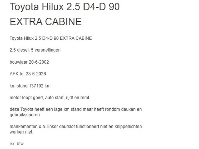 Toyota - hilux - 2.5 d4-d 90 xtra sr5 - 55-bd-xb - afbeelding 1 van  7