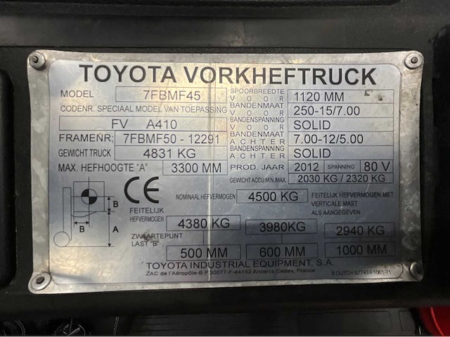 Toyota -7fbmf45 - vorkheftruck duplex - bluespot - afbeelding 4 van  15