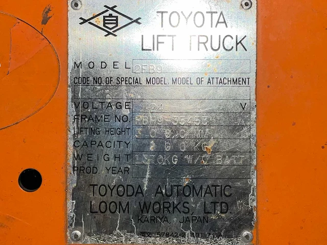 Toyota 2fb9 vorkheftruck - afbeelding 15 van  22