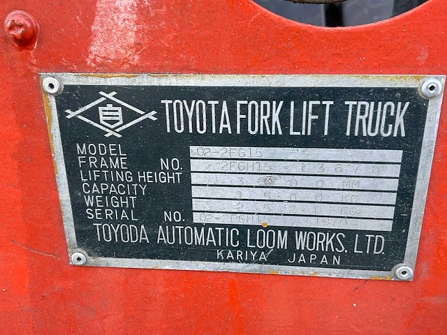 Toyota 2fgh15 vorkheftruck - afbeelding 5 van  12