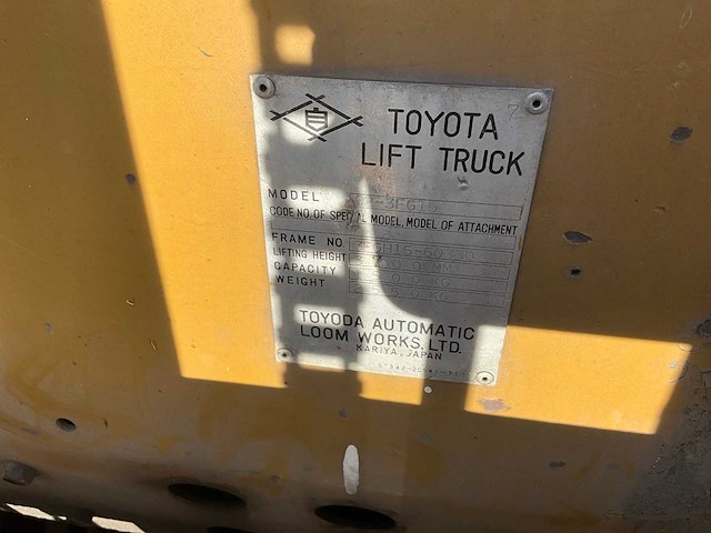 Toyota 3fg15 lpg vorkheftruck - afbeelding 9 van  15