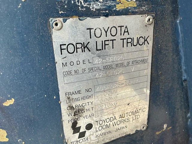 Toyota 42-5fg25 vorkheftruck - afbeelding 19 van  26