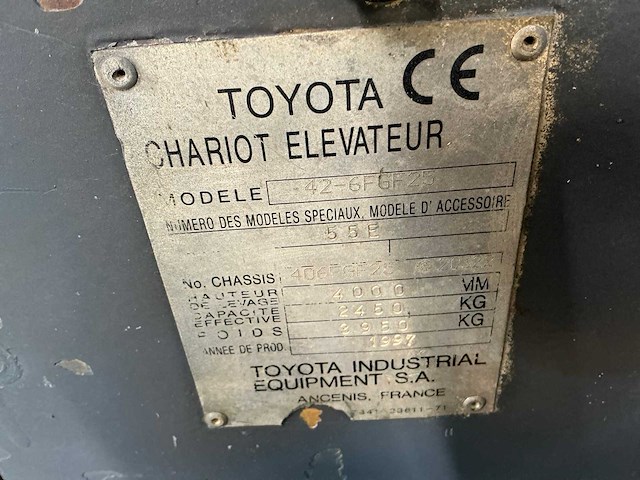 Toyota 42-6fgf25 vorkheftruck - afbeelding 10 van  18