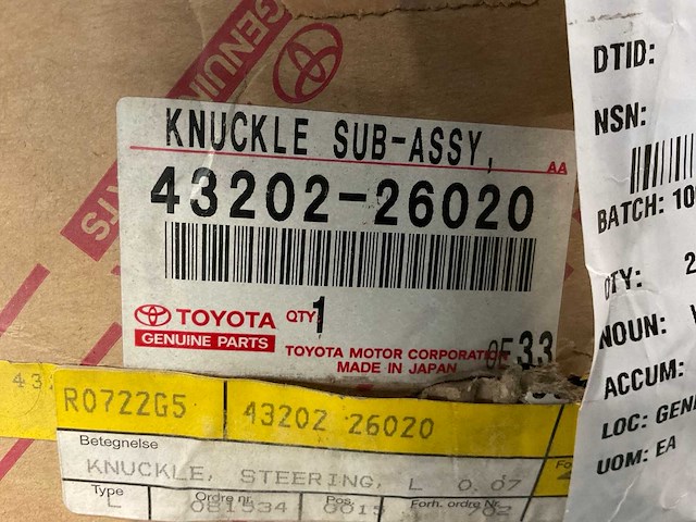 Toyota 43202-26020 vehicle steering (2x) - afbeelding 3 van  3