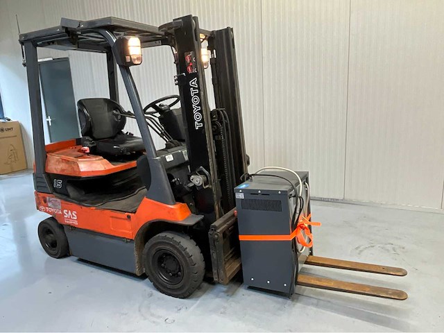 Toyota 7fb15 vorkheftruck- freelift - sideshift - acculader - 5391 uur - afbeelding 17 van  19