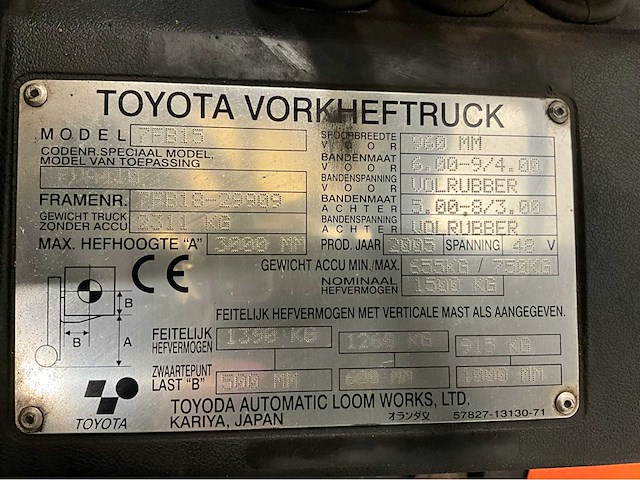 Toyota 7fb15 vorkheftruck- freelift - sideshift - acculader - 5391 uur - afbeelding 6 van  19