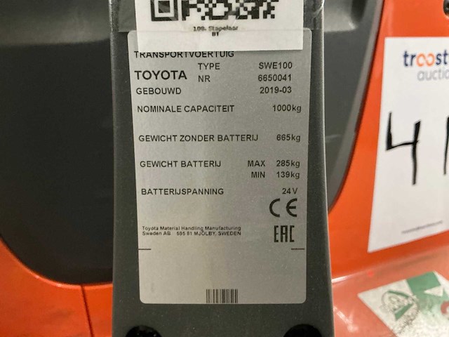 Toyota bt staxio dxt3300 elektrische palletwagen - afbeelding 4 van  12