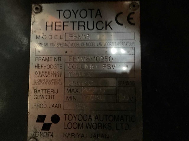 Toyota fbm16 vorkheftruck - afbeelding 13 van  13
