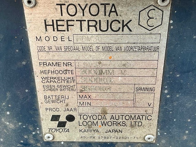 Toyota fbm30 vorkheftruck - afbeelding 2 van  10