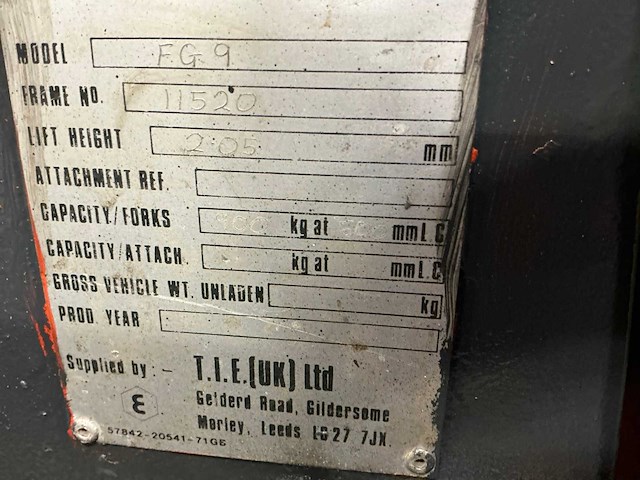 Toyota fg 9 vorkheftruck - afbeelding 2 van  10