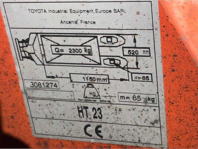 Toyota ht23 hand hydraulische palletwagen - afbeelding 2 van  2