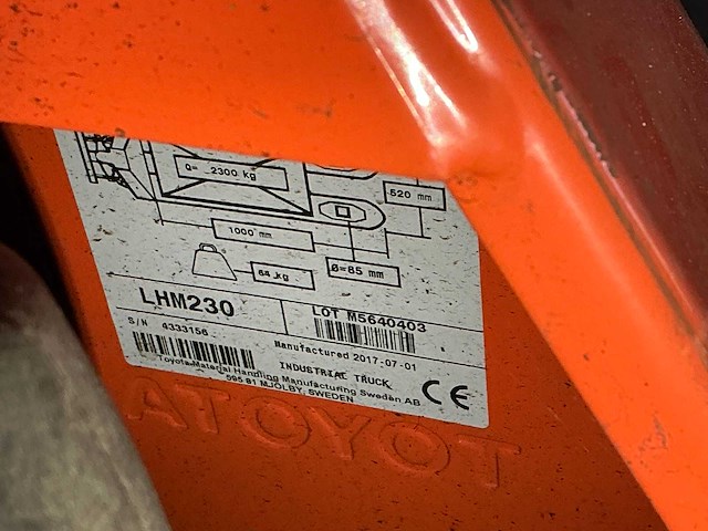 Toyota lhm230 hand hydraulische palletwagen (4x) - afbeelding 4 van  7