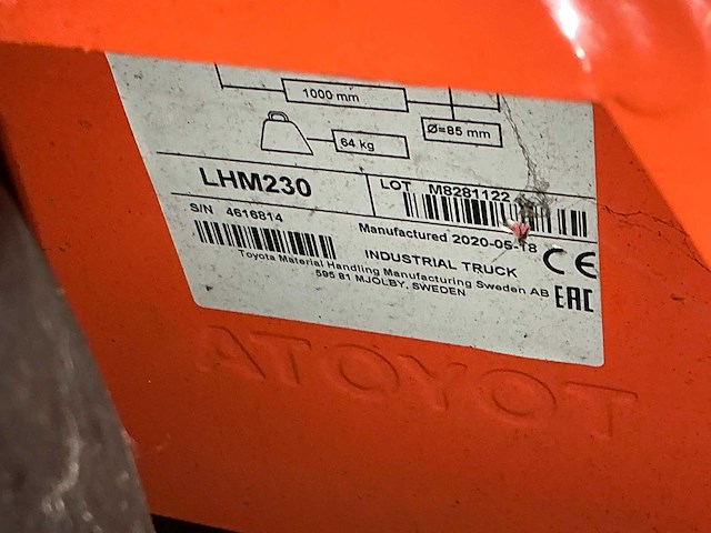 Toyota lhm230 hand hydraulische palletwagen (4x) - afbeelding 6 van  7