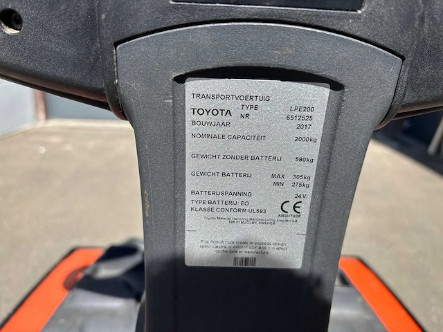 Toyota lpe 200 elektrische pallethefwagen - afbeelding 2 van  12