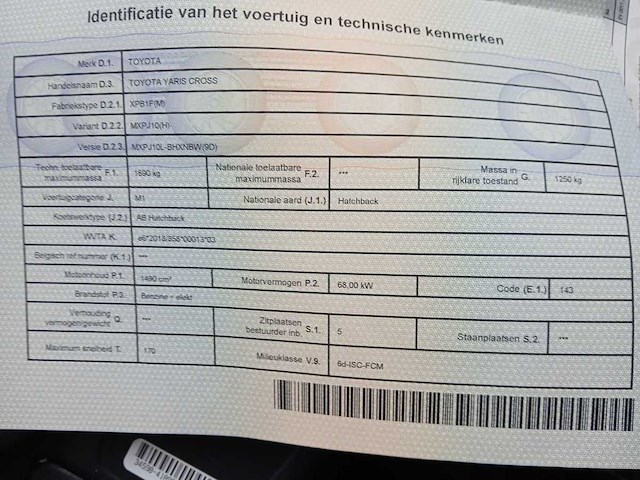 Toyota yaris cross 1.5 hybrid 2wd business edition 2023 | 26-92-69 - afbeelding 8 van  18