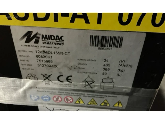 Tractiebatterij (heftruck/transpallet) midac... - afbeelding 2 van  6