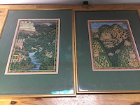 Traditioneel indiaas miniatuurschilderijen 2x - afbeelding 1 van  3