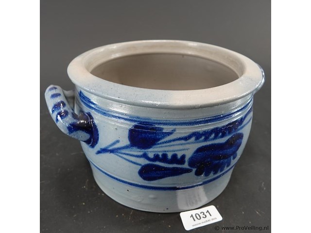 Traditionele keulse pot (of boterpot) van geglazuurd steengoed (gres) - afbeelding 1 van  5