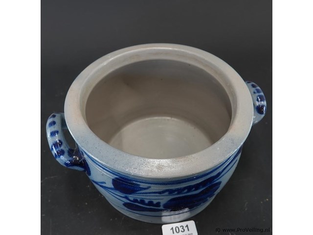 Traditionele keulse pot (of boterpot) van geglazuurd steengoed (gres) - afbeelding 3 van  5