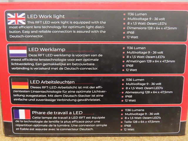 Tralert - onix trsw12274fb - led werklamp 12v (36x) - afbeelding 2 van  2