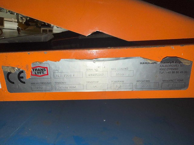 Translift - 2001 - 1500 f - hefplateau - afbeelding 5 van  5