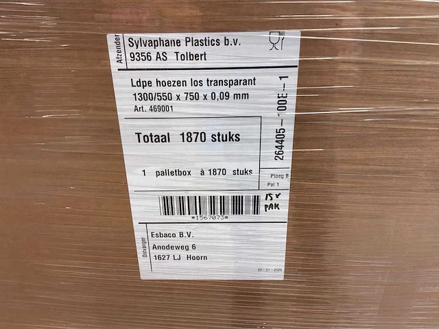 Transparante ldpe hoezen (1300 x 550 x 750 mm) (2000x) - afbeelding 3 van  3