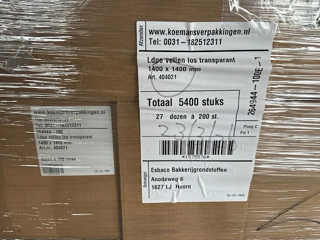 Transparante ldpe vellen (1400 x 1400 mm) (7400x) - afbeelding 3 van  3