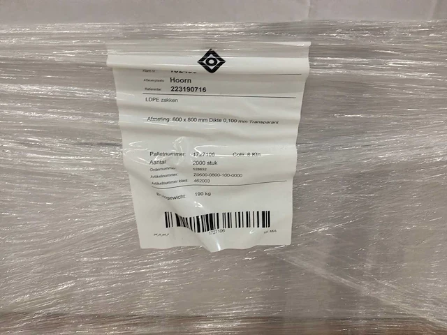 Transparante ldpe zakken (600x 800mm) (12000x) - afbeelding 2 van  2
