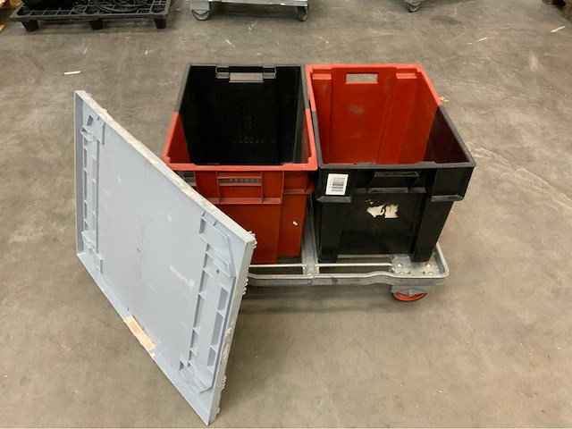 Transport dolly met 2 bakken en deksel (5x) - afbeelding 1 van  2