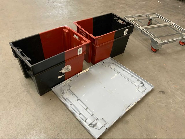 Transport dolly met 2 bakken en deksel (5x) - afbeelding 3 van  3