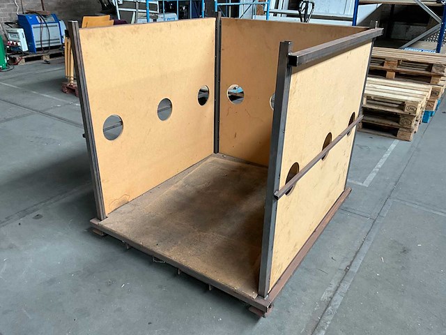 Transportkar v.v. zwenkwielen/uitsparing heftrucklepels 130x120x122cm (2x) - afbeelding 1 van  4