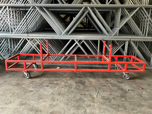 Transportwagen v.v. 4 zwenkwielen 400x85cm - afbeelding 1 van  3