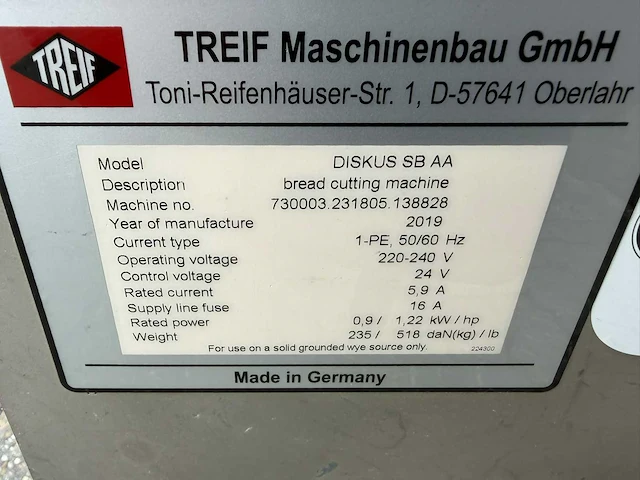 Treif hti - 2019 - diskus sbaa automaat - broodsnijmachine - afbeelding 6 van  6