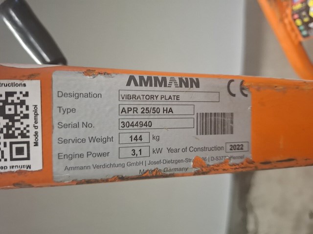 Trilplaat 25kn diesel ammann, apr25/50, bouwjaar 2022 - afbeelding 4 van  9