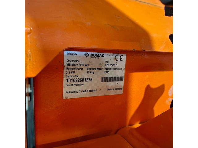 Trilplaat 35kn diesel vooruit en achteruit bomag, bpr 35/60 d, bouwjaar 2015 - afbeelding 4 van  7