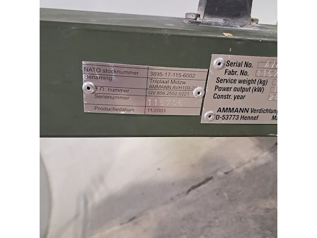Trilplaat, ammann, avh 100-20, 2003 - afbeelding 3 van  18