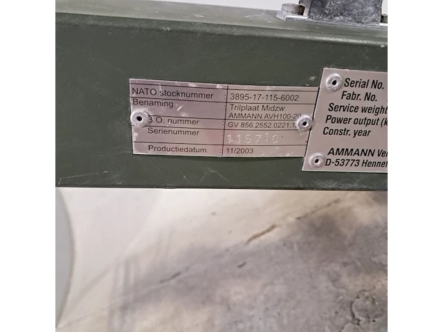 Trilplaat, ammann, avh 100-20, 2003 - afbeelding 8 van  17