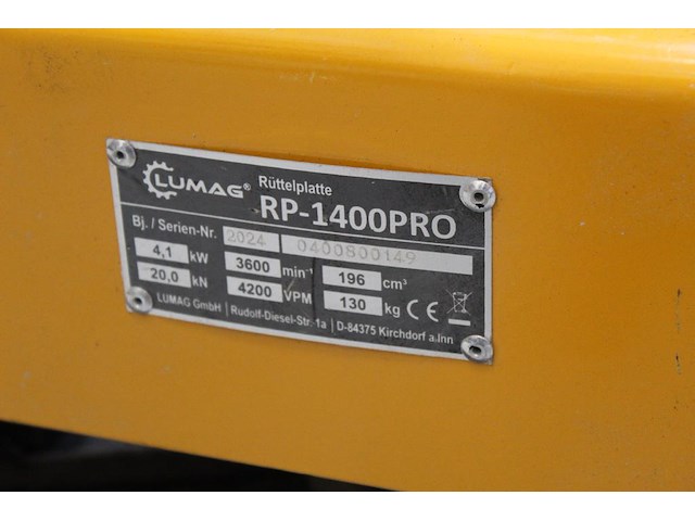 Trilplaat lumag pr-1400 pro. bouwjaar 2024. gewicht 130 kg. afmeting plaat 58 x 45 cm. - afbeelding 4 van  6
