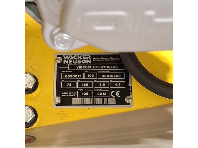 Trilplaat, wacker neuson, vibroplate wp1540a, 2012 - afbeelding 4 van  8