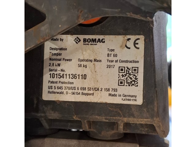 Trilstamper 15kn benzine, bomag, bt 60, 2017 - afbeelding 4 van  13