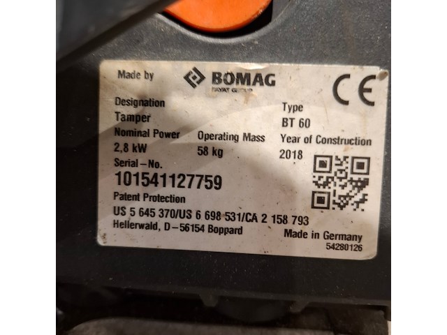 Trilstamper 15kn benzine, bomag, bt 60, 2018 - afbeelding 6 van  11